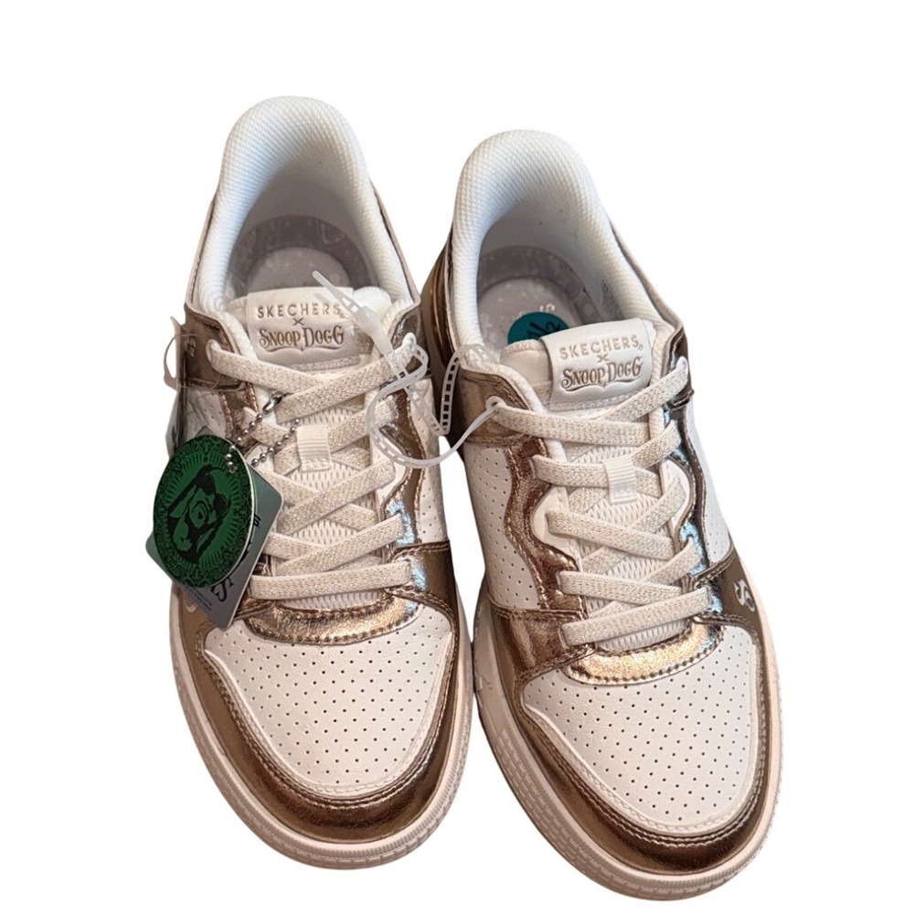 Skechers x Snoop Dogg Snoop One Double G Gold White Slip-Ins Sneakers 183040 NWT